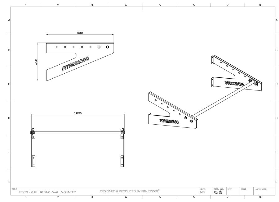 Fitness360 Pull Up Bar - Wall Mounted